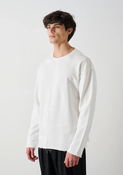 Erkek Bisiklet Pis Yaka Uzun Kol Owersıze Sweat - Beyaz - fotoğraf 2