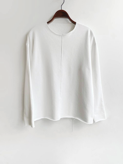 Erkek Bisiklet Pis Yaka Uzun Kol Owersıze Sweat - Beyaz - fotoğraf 4