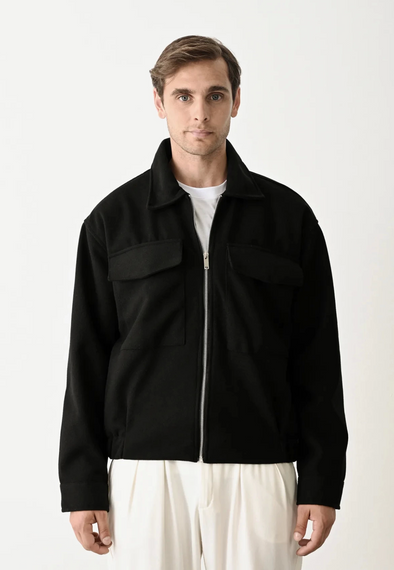 Мужская оверсайз куртка с боковой молнией - черная, размеры S, M, L, XL для роста от 160 до 195 см и веса до 95 кг - фото 3