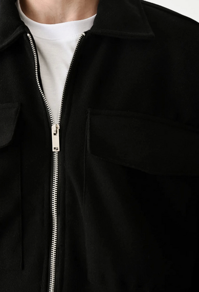 Мужская оверсайз куртка с боковой молнией - черная, размеры S, M, L, XL для роста от 160 до 195 см и веса до 95 кг - фото 4