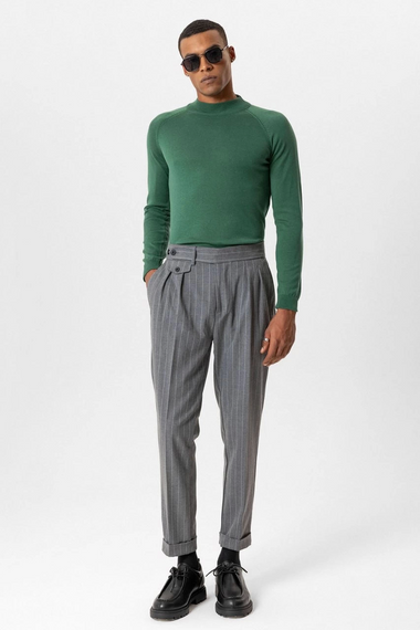 Erkek Owersize Yarım Balıkçı Triko Kazak -Yeşil - photo 2