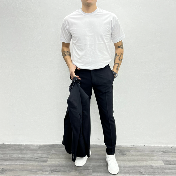 Men's Slim Fit Crinkle Fabric Sports Suit - Black - photo 3