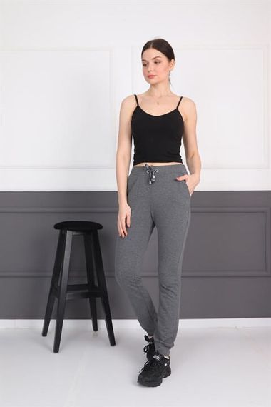 Anthracite Women's Sweatpants With Pockets Ribbed Laced Jogger Pants - photo 5