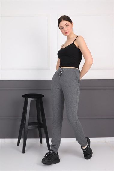 Anthracite Women's Sweatpants With Pockets Ribbed Laced Jogger Pants - photo 4