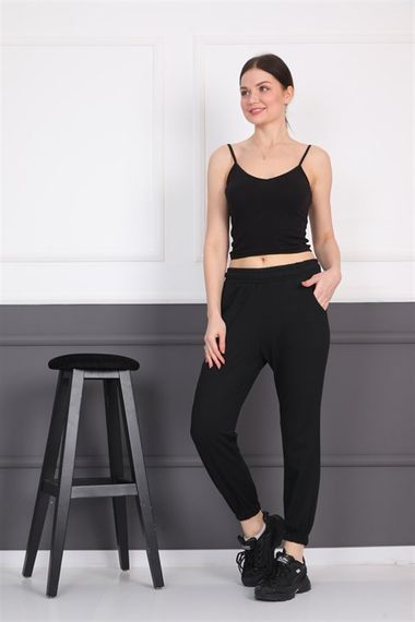 Women's Elastic Elastic Black Sweatpants - photo 3