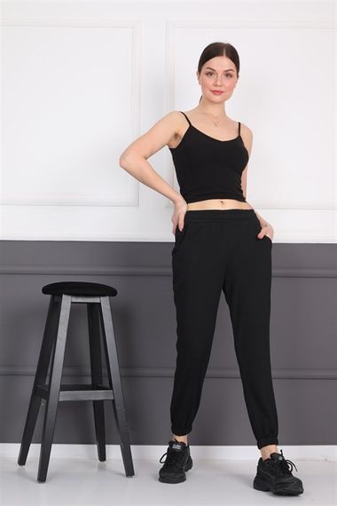 Women's Elastic Elastic Black Sweatpants - photo 1