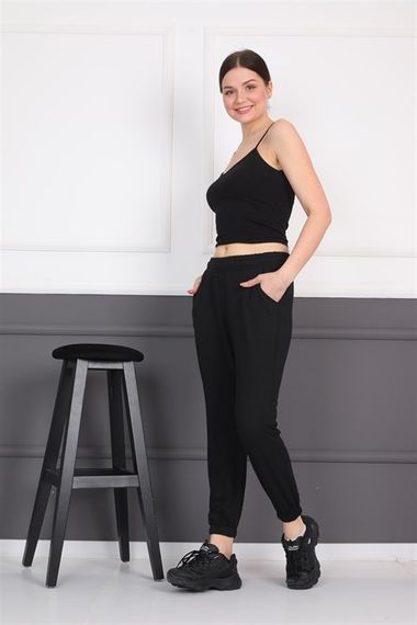 Women's Elastic Elastic Black Sweatpants - photo 4