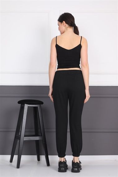 Women's Elastic Elastic Black Sweatpants - photo 5