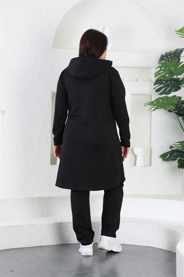 Women's Stone Detailed Zippered Hooded Hijab Oversized Tracksuit Set - photo 5