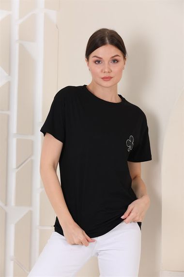 Bayan Taş Baskılı T-shirt - fotoğraf 1