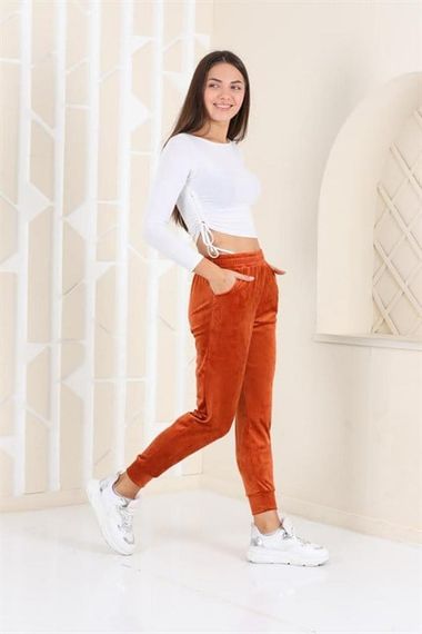 Tan Velvet Sweatpants - Pajamas - Jogger Model - photo 5