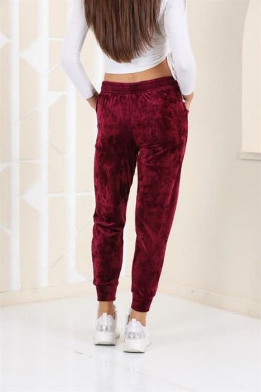 Plum Color Velvet Sweatpants - Pajamas - Jogger Model - photo 4