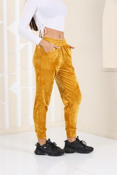 Mustard Color Velvet Sweatpants - Pajamas - Jogger Model - photo 3