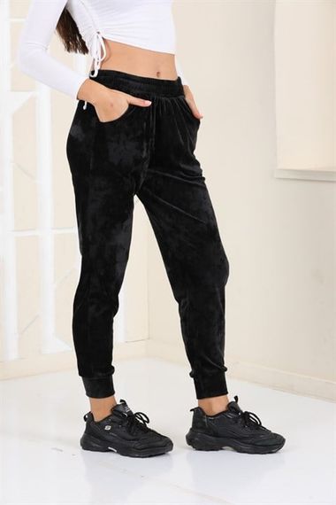 Black Velvet Sweatpants - Pajamas - Jogger Model - photo 3