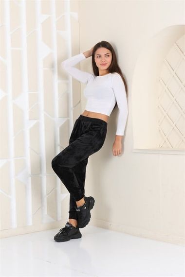 Black Velvet Sweatpants - Pajamas - Jogger Model - photo 5