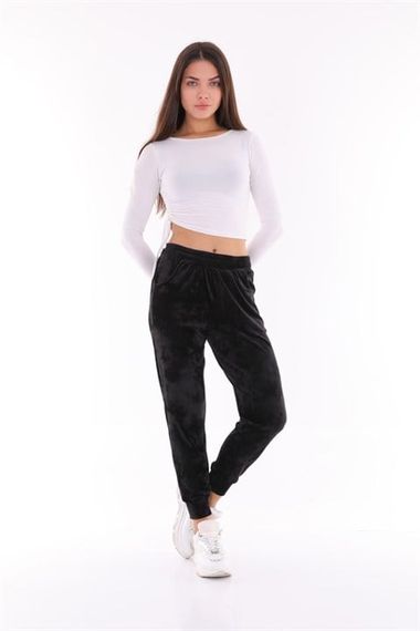 Black Velvet Sweatpants - Pajamas - Jogger Model - photo 1