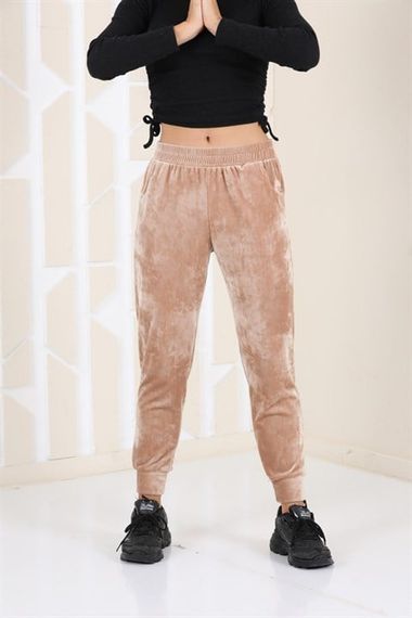 Mink Color Velvet Sweatpants - Pajamas - Jogger Model - photo 2