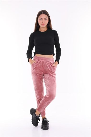 Salmon Color Velvet Sweatpants - Pajamas - Jogger Model - photo 1