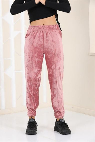 Plus Size Salmon Velvet Women's Sweatpants - Pajamas - Jogger Striped Stripe - photo 2