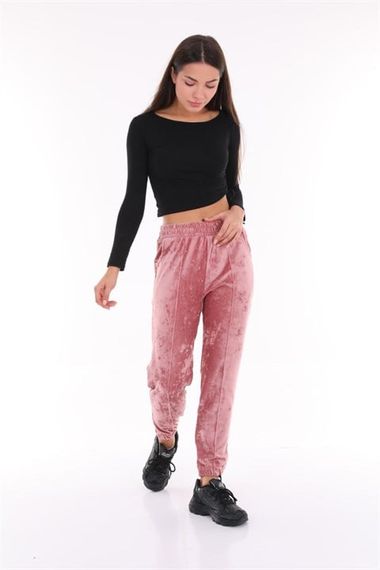 Plus Size Salmon Velvet Women's Sweatpants - Pajamas - Jogger Striped Stripe - photo 1