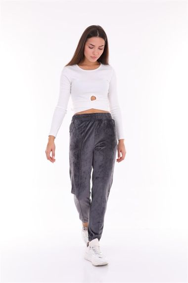 Plus Size Smoked Velvet Women's Sweatpants - Pajamas - Jogger Striped Stripe - photo 1