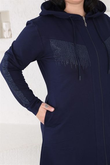 Women's Large Size Navy Blue Hijab Tracksuit Set - photo 3