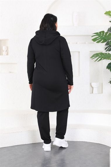 Women's Large Size Black Hijab Tracksuit Set - photo 5