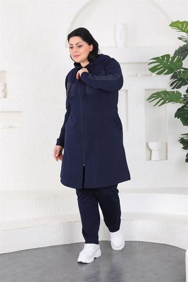 Women's Large Size Navy Blue Hijab Tracksuit Set - photo 4