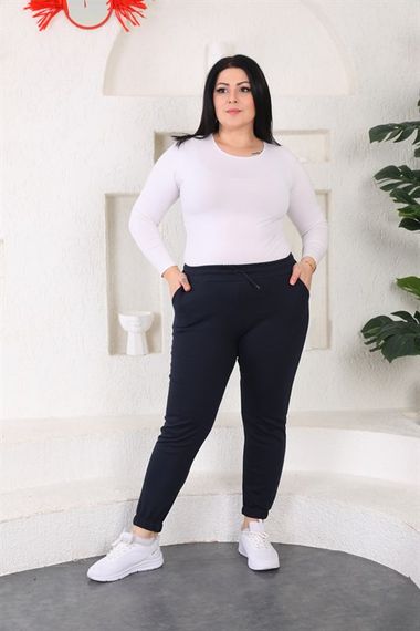 Women's Plus Size Navy Blue Jogger Sweatpants - photo 3