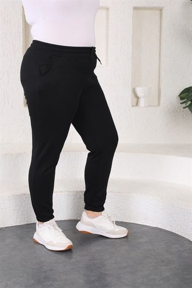 Women's Plus Size Black Jogger Sweatpants - photo 2