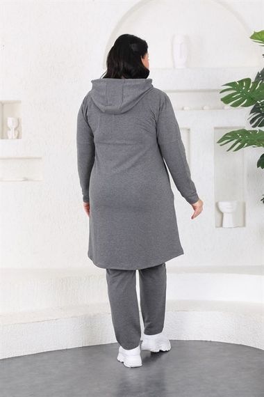 Women's Large Size Gray Hijab Tracksuit Set - photo 2