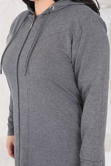 Women's Large Size Gray Hijab Tracksuit Set - photo 5