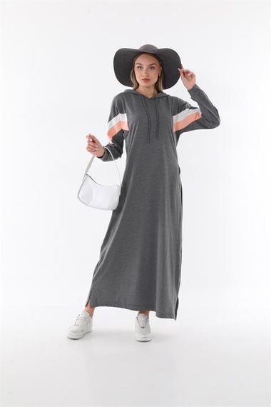 Hooded Full Length Women's Long Dress GRAY - photo 1