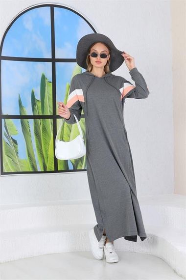 Hooded Full Length Women's Long Dress GRAY - photo 4