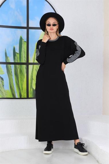 Full Length Women's Hijab Dress BLACK with Embossed Lettering - photo 3