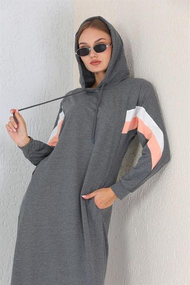 Hooded Full Length Women's Long Dress GRAY - photo 5