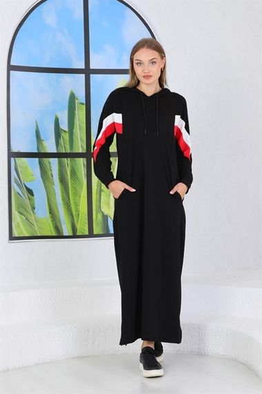 Hooded Full Length Women's Long Dress BLACK - photo 2