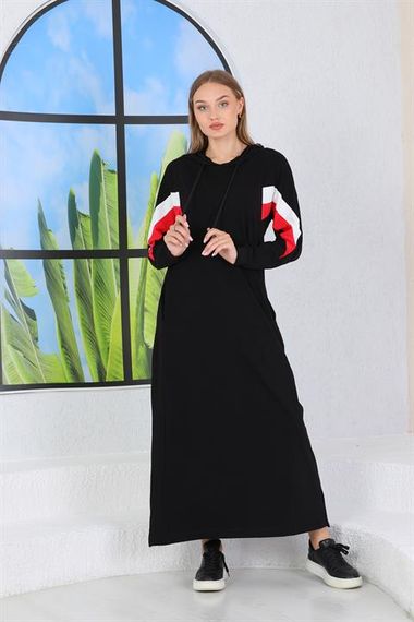 Hooded Full Length Women's Long Dress BLACK - photo 3