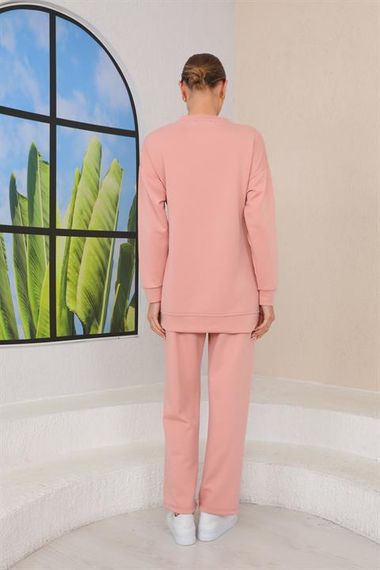 Women's PUDRA Color Crew Neck Sweat Wide Leg Trousers Sports Suit - photo 5