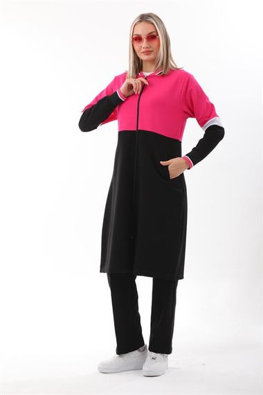 Women's Hijab Tracksuit Set Long Daily Sports Set Fuchsia - photo 3