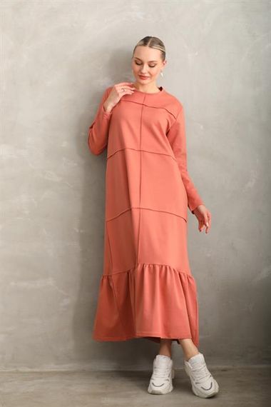 SALMON Blocked Skirt with Frills Hijab Daily Long Sports Casual Dress - photo 4