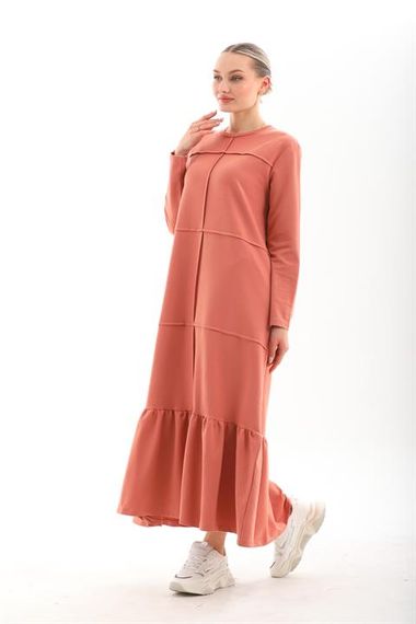 SALMON Blocked Skirt with Frills Hijab Daily Long Sports Casual Dress - photo 1