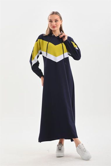 Green V Pattern Color Block Hijab Daily Long Sports Dress - photo 5