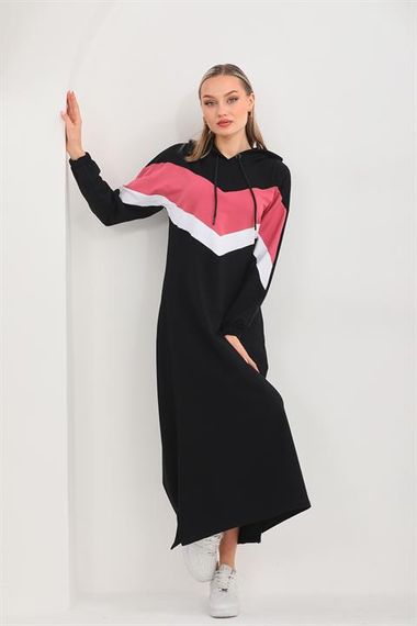 Powder V Pattern Color Block Hijab Daily Long Sports Dress - photo 5