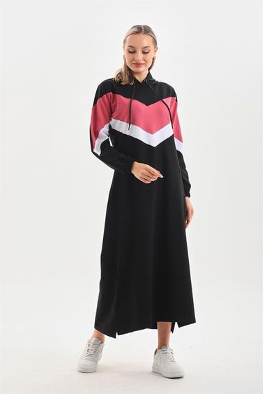 Powder V Pattern Color Block Hijab Daily Long Sports Dress - photo 4