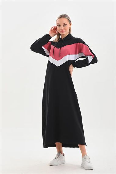 Powder V Pattern Color Block Hijab Daily Long Sports Dress - photo 3