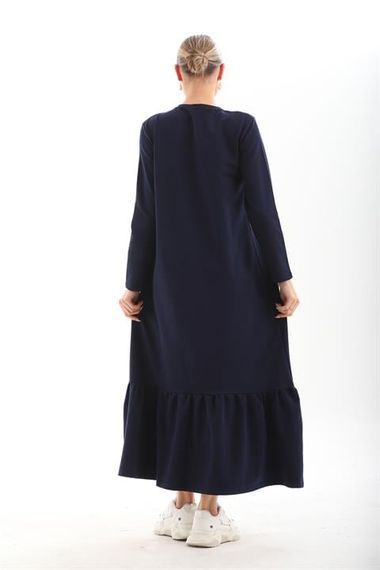 DARK BLUE Blocked Skirt with Frills Hijab Daily Long Sports Casual Dress - photo 3