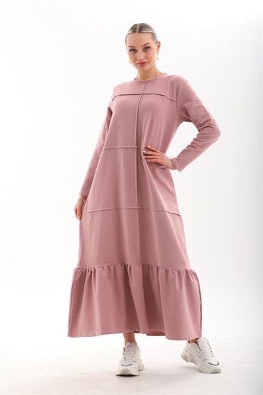 PUDRA Blocked Skirt with Frills Hijab Daily Long Sports Casual Dress - photo 2