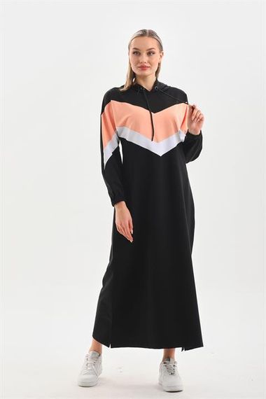 Kitten V Pattern Color Block Hijab Daily Long Sports Dress - photo 2