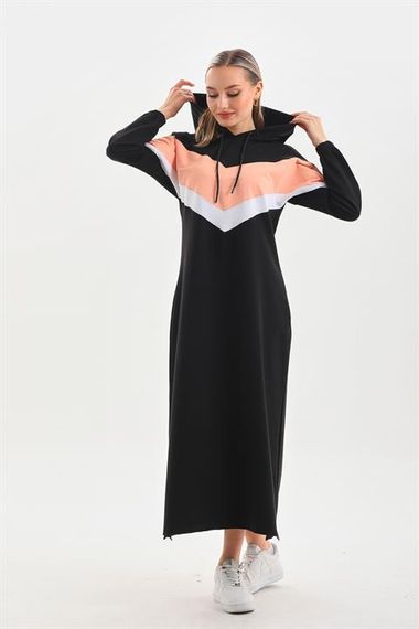 Kitten V Pattern Color Block Hijab Daily Long Sports Dress - photo 1